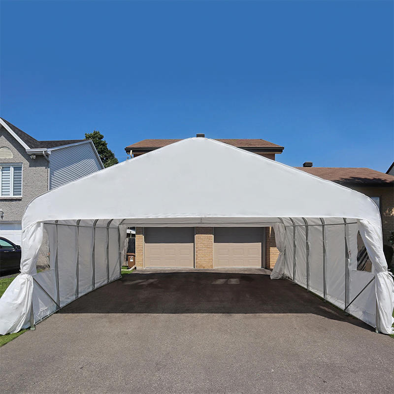 Garage portatile resistente per ricovero per auto doppio in PE da 6x6 m (20