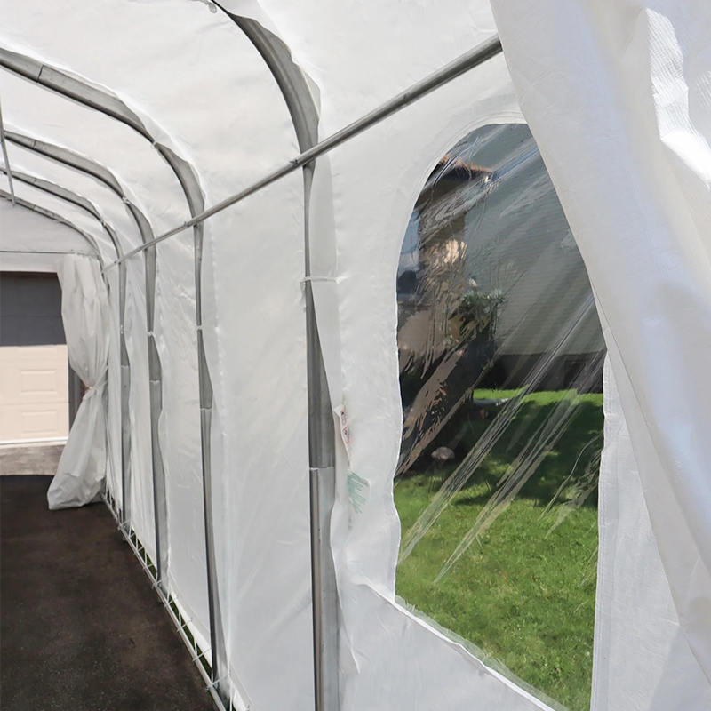 Garage portatile resistente per ricovero per auto doppio in PE da 6x6 m (20