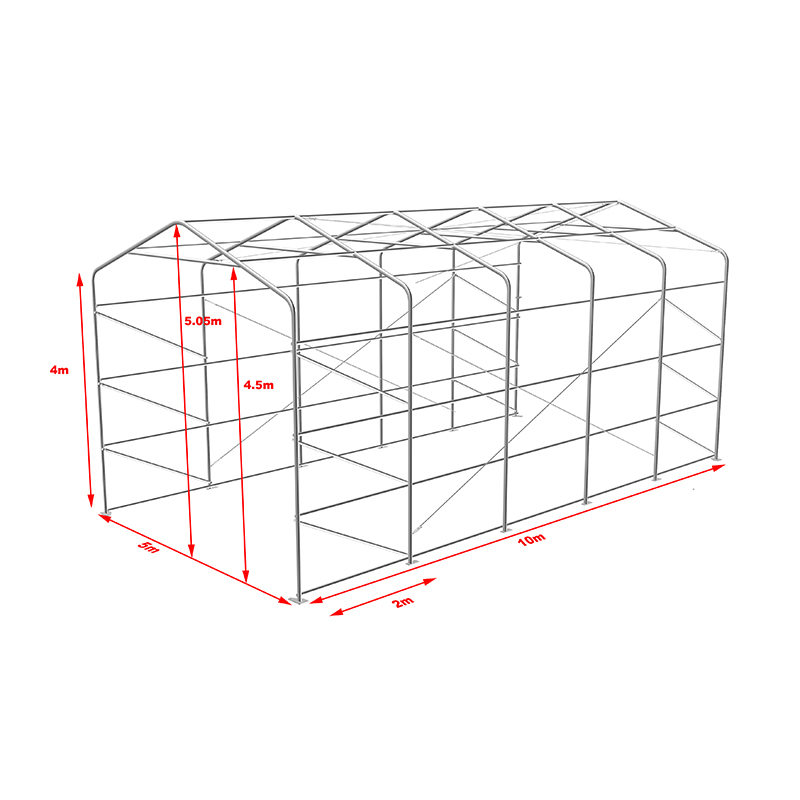 Tenda di stoccaggio per magazzino esterno ad altezza laterale 5X10 4m Garage flessibile di grandi dimensioni