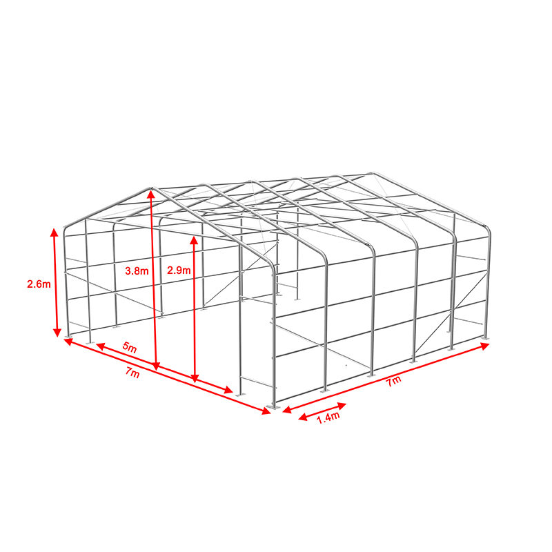 Tenda portatile per tenda da magazzino industriale e commerciale ad altezza laterale 7x7 2,6 m