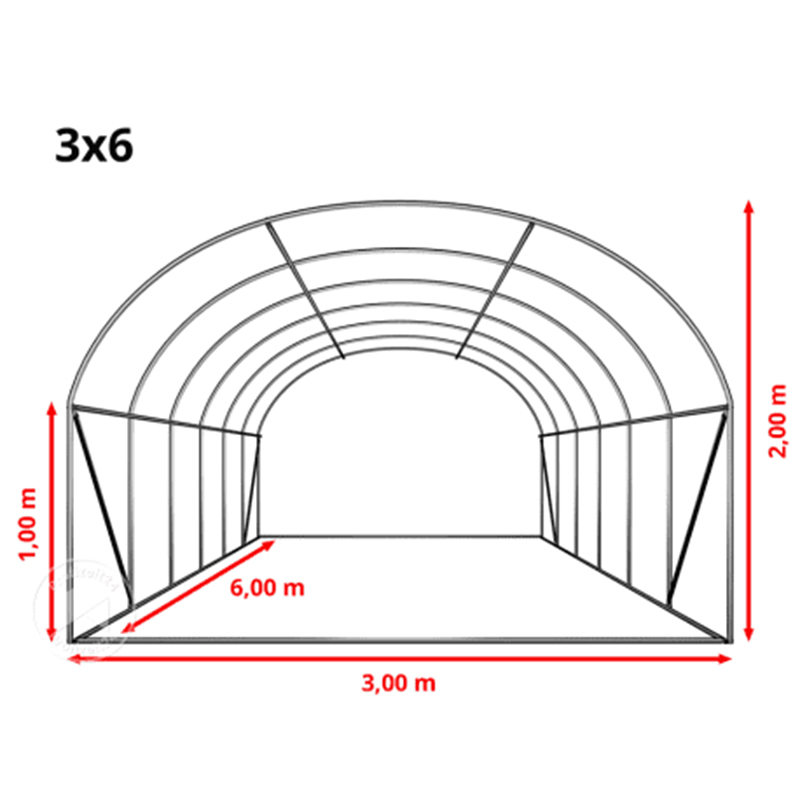 Serra con copertura rotonda Weatherguard 3x6x2m e polytunnel