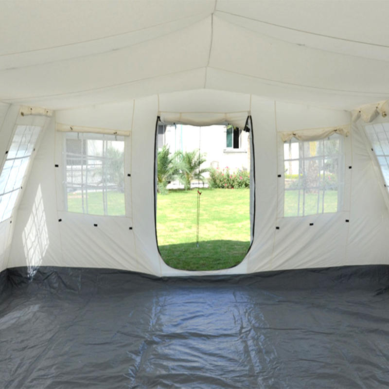 Tenda Huggy per ricovero temporaneo multiuso standard UNICEF da 72 m², stabilizzata ai raggi UV