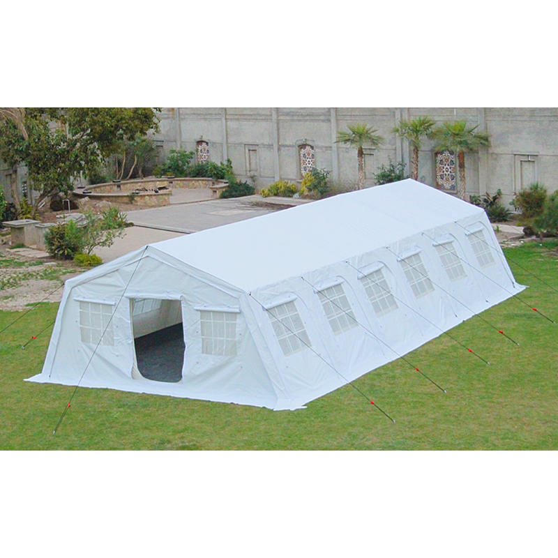 Tenda Huggy per ricovero temporaneo multiuso standard UNICEF da 72 m², stabilizzata ai raggi UV