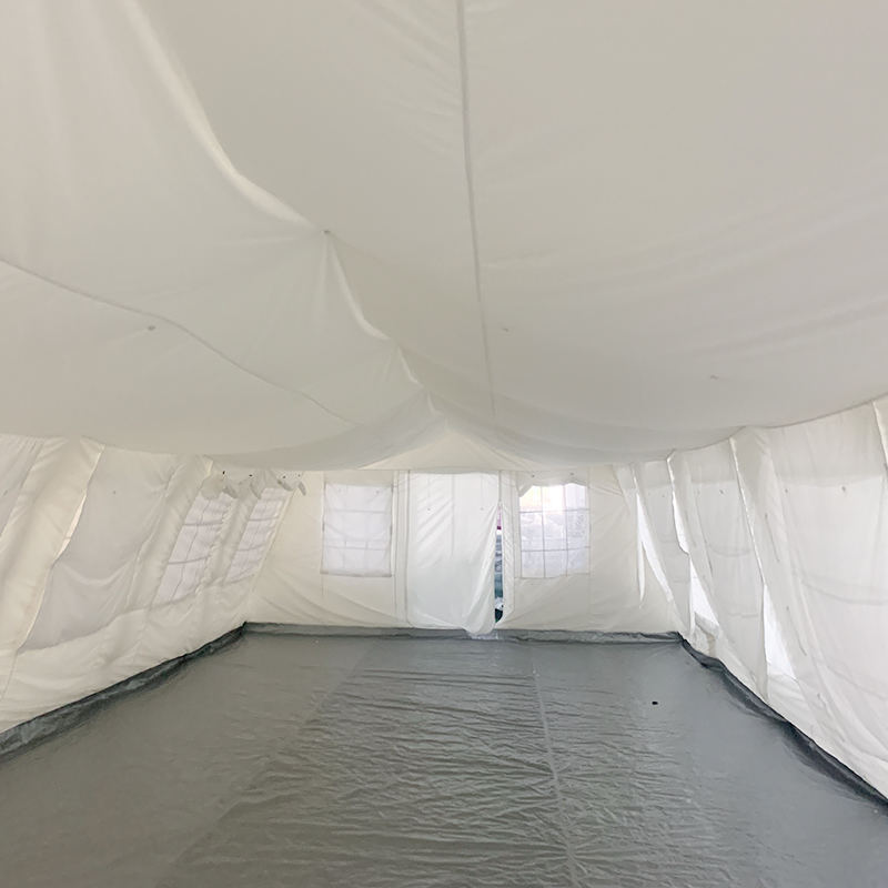 Tenda Huggy per ricovero temporaneo multiuso standard UNICEF da 72 m², stabilizzata ai raggi UV
