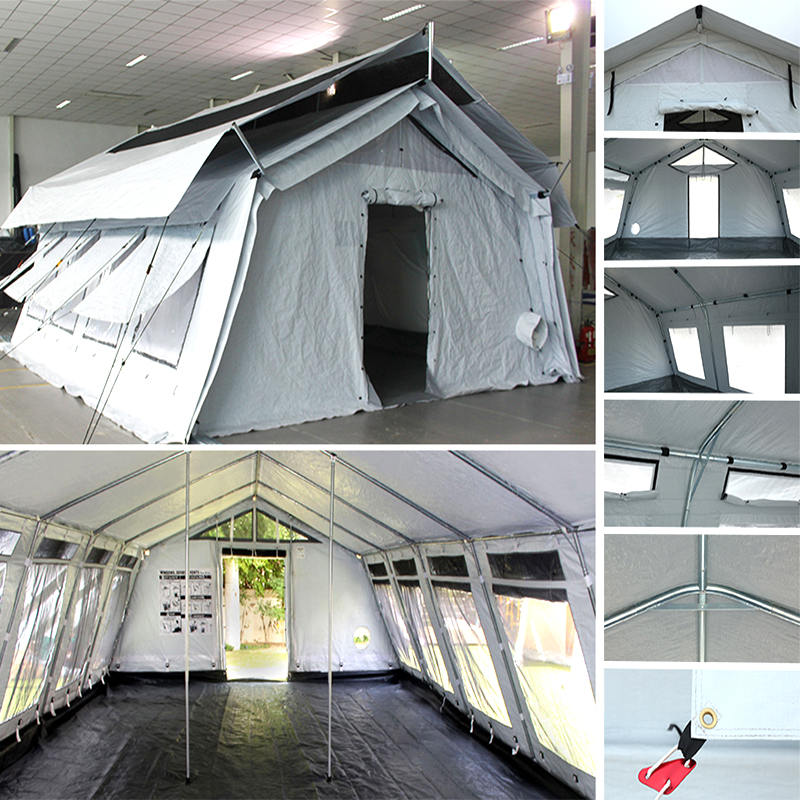 Tenda hub multiuso standard UNICEF da 72 m² utilizzata per magazzino, ospedale, dispensario, scuola, ufficio