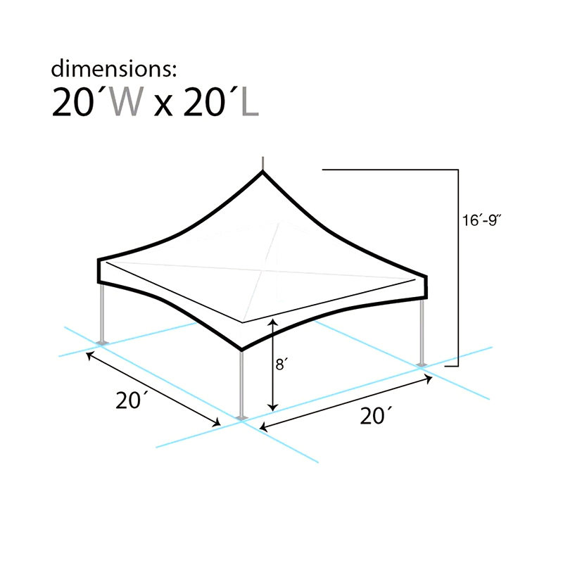 Tenda da festa ad alto picco in alluminio Pinnacle 20x20