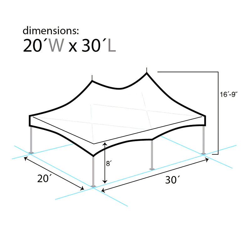 Tenda da festa con struttura in alluminio ad alto picco in PVC da 20