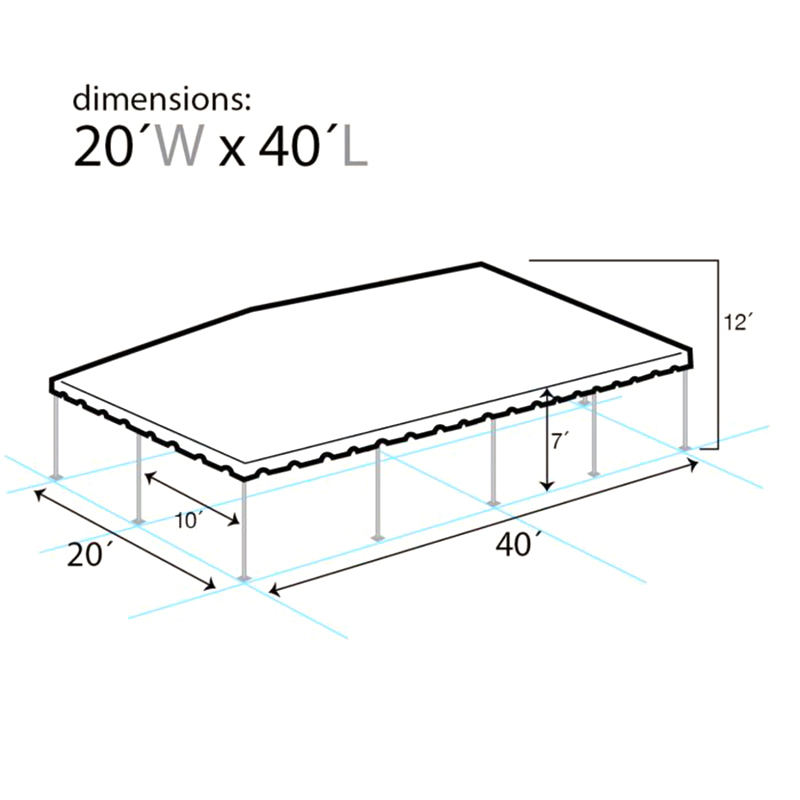 Tenda per feste in PVC con tubo singolo in alluminio e struttura West Coast da 20